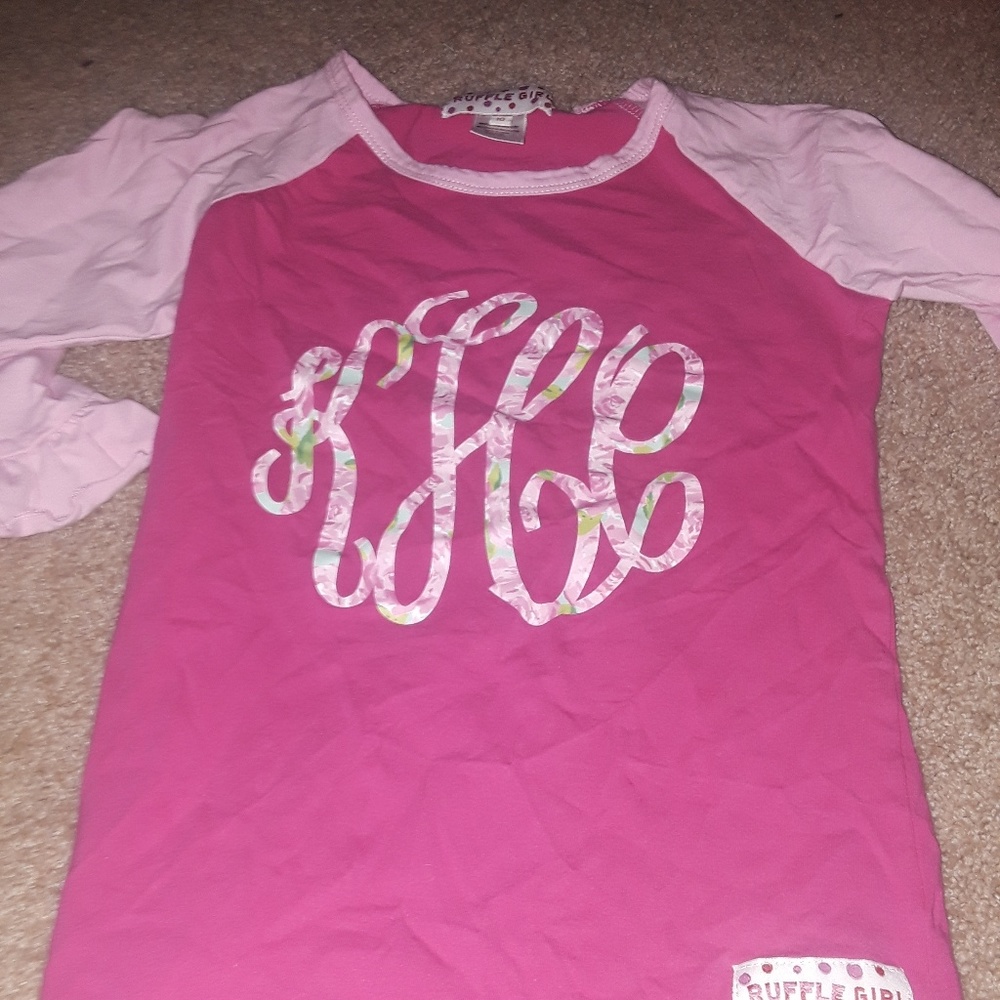 Ruffle girl size 10 monogrammed KHC